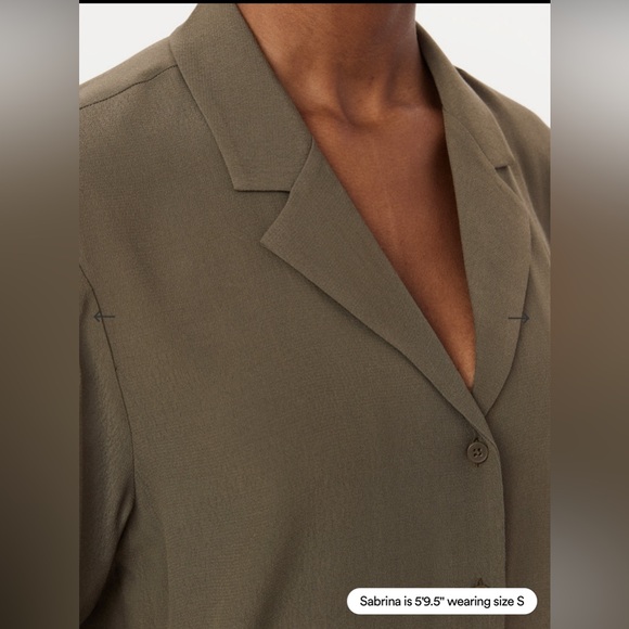 Frank & Oak The Camp Collar Blouse in Dark Khaki - Picture 2 of 14
